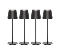 CATAVANA-Lot de 4 Lampes de table sans fil - Rechargeables LED pour Intérieur/Extérieur-Cable USB-C - Lampe Tactile avec Variateur - Couleur de Lumière Chaude-Design en Métal - Marque Française - Noir
