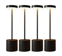 CATAVANA-Lot de 4 Lampes de table sans fil - Rechargeables LED pour Intérieur/Extérieur - Cable USB-C - Lampe Tactile avec Variateur - Design en Métal - Marque Française - Noir