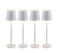 CATAVANA-Lot de 4 Lampes de table sans fil - Rechargeables LED pour Intérieur/Extérieur-Cable USB-C - Lampe Tactile avec Variateur - Couleur de Lumière Chaude-Design en Métal - Marque Française -Blanc