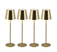 CATAVANA-Lot de 4 Lampes de table sans fil - Rechargeables LED pour Intérieur/Extérieur-Cable USB-C - Lampe Tactile avec Variateur - Couleur de Lumière Chaude-Design en Métal - Marque Française - Gold