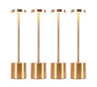CATAVANA-Lot de 4 Lampes de table sans fil - Rechargeables LED pour Intérieur/Extérieur - Cable USB-C - Lampe Tactile avec Variateur - Design en Métal - Marque Française - Gold