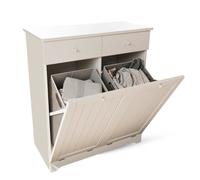 CATAVANA - Meuble à Linge 45L, Armoire à Linge 2 Compartiments avec Paniers Amovibles