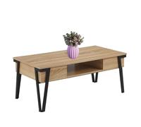 CATAVANA- Table Basse Rectangulaire Moderne 110x55x45cm en Acier Noir avec Plateau en Mélamine - Design Contemporain Parfait pour Salon, Bureau ou Espace de Vie - Durable et Facile à Entretenir