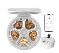 Catboxy Distributeur automatique de nourriture humide pour chat avec surveillance 2 en 1 réfrigéré avec refroidissement à semi-conducteur, 5 repas frais, contrôlé par application, facile à nettoyer