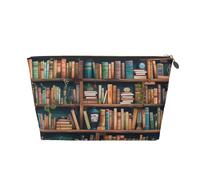 Catch Dream Net Trousse de toilette portable en cuir étanche, Bibliothèque Cartoon Bookworm, Taille unique