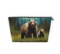 Catch Dream Net Trousse de toilette portable en cuir étanche, River Bear Mom, Taille unique