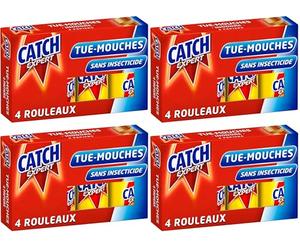Catch Expert Mouches - Papier Tue-Mouches (4 rouleaux) - Anti-Mouches - Piège à Mouches - Ruban Inodore (Lot de 4)