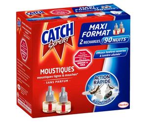Catch Expert Moustiques - Lot de 4 Recharges pour Diffuseur Electrique (4x 45 nuits) - Anti-Moustiques & Moustiques Tigres Sans Parfum