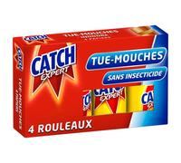 Catch - Expert Mouches - Papier Tue-Mouches - Anti-Mouches - Piège à Mouches - Ruban Inodore - Sans Insecticide - Solution Optimale - Développés par Biologistes et Chimistes - 4 rouleaux