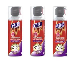 CATCH Lot de 3 Aérosols 400 ml Tous Insectes Volants et Rampants