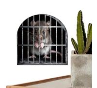 Catch Souris Tatouages Muraux - Stickers Muraux Décalcomanies Amovibles Bol et Stick | 4 Autocollants muraux Animaux | Mignon Dessin animé Chat et Souris | Décoration murale plate 2D