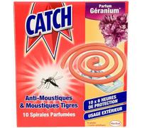 CATCH Spirale extérieure anti-moustiques parfum géranium - Lot de 2 x 10 spirales