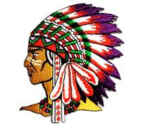 Catch the Patch Chef Indien Indigene Native American Patch Thermocollant 7,5 x 6,3 cm à repasser pour Adulte avec Style Hippie Vintage, Écusson Festival Veste Jean