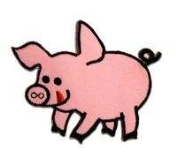 Catch the Patch Cochon Patch Thermocollant 9,5 x 7,1 cm à repasser pour Enfant avec Style Animal Sauvage, Écusson Chien Chat Coudre Pantalon