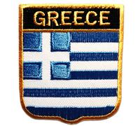 Catch the Patch Grèce Patch Thermocollant 6,5 x 7,5 cm à repasser pour Adulte Enfant avec Drapeau National Authentique, Souvenir Voyage Écusson Patrie