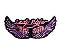 Catch the Patch Lady Rider Motarde Patch Thermocollant 11 x 5 cm à repasser pour Adulte avec Motard Gilet Heavy Metal Rocker, Écusson Couture Vêtement Bricolage Cadeau