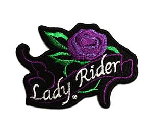 Catch the Patch Lady Rider Motarde Patch Thermocollant 9 x 7 cm à repasser pour Adulte avec Motard Gilet Heavy Metal Rocker, Écusson Couture Vêtement Bricolage Cadeau