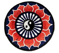 Catch the Patch Lotus Yin Yang Patch Thermocollant 8 x 8 cm à repasser pour Adulte avec Style Méditation Yoga, Écusson Mandala Couture Jean