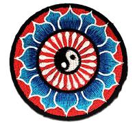 Catch the Patch Lotus Yin Yang Patch Thermocollant 8 x 8 cm à repasser pour Adulte avec Style Méditation Yoga, Écusson Mandala Couture Jean