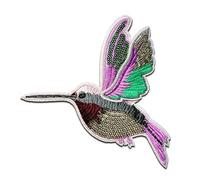 Catch the Patch Oiseau Colibri Paillettes Patch Thermocollant 18,8 x 14,7 cm à repasser pour Enfant avec Style Plume Sauvage, Écusson Hibou Coudre Pantalon