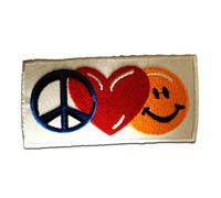 Catch the Patch Peace Love Bonheur Patch Thermocollant 9,3 x 4,3 cm à repasser pour Adulte avec Style Vintage Festival, Écusson Paix Couture Jean