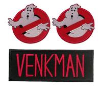 Catch the Patch Peter Venkman Patch Thermocollant Lot de 3 à repasser pour Adulte avec Collection Chasseur Fantômes Film Vintage Original, Ecto-1 Proton Pack Slimer Fan Détail Authentique