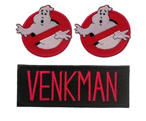 Catch the Patch Peter Venkman Patch Thermocollant Lot de 3 à repasser pour Adulte avec Collection Chasseur Fantômes Film Vintage Original, Ecto-1 Proton Pack Slimer Fan Détail Authentique