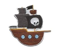 Catch the Patch Pirate Bateau Patch Thermocollant 7,2 x 6,9 cm à repasser pour Enfant avec Caraïbes Trésor Vintage Authentique, Écusson Couture Vêtement Bricolage Anniversaire