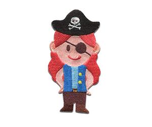 Catch the Patch Pirate Femme Capitaine Patch Thermocollant 3,7 x 7,1 cm à repasser pour Enfant avec Caraïbes Trésor Vintage Authentique, Écusson Couture Vêtement Bricolage Anniversaire