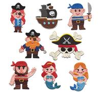 Catch the Patch Pirate Patch Thermocollant Lot de 8 à repasser pour Enfant avec Caraïbes Trésor Vintage Authentique, Écusson Couture Vêtement Bricolage Anniversaire