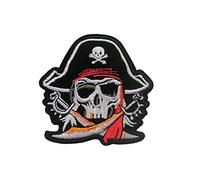Catch the Patch Pirate Tete De Mort Patch Thermocollant 7 x 7,4 cm à repasser pour Enfant avec Caraïbes Trésor Vintage Authentique, Écusson Couture Vêtement Bricolage Anniversaire