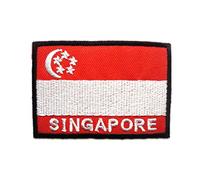 Catch the Patch Singapour Patch Thermocollant 4,8 x 7 cm à repasser pour Adulte Enfant avec Drapeau National Authentique, Souvenir Voyage Écusson Patrie