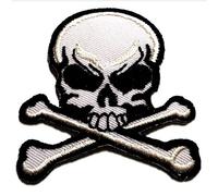 Catch the Patch Tête De Mort Biker Patch Thermocollant 6,3 x 7,2 cm à repasser pour Adulte avec Skull Vintage Edgy Statement, Écusson Couture Vêtement Bricolage Cadeau
