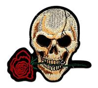 Catch the Patch Tête De Mort Rose Patch Thermocollant 8,4 x 7,5 cm à repasser pour Adulte avec Skull Vintage Edgy Statement, Écusson Couture Vêtement Bricolage Cadeau