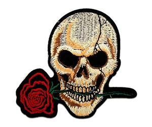 Catch the Patch Tête De Mort Rose Patch Thermocollant 8,4 x 7,5 cm à repasser pour Adulte avec Skull Vintage Edgy Statement, Écusson Couture Vêtement Bricolage Cadeau