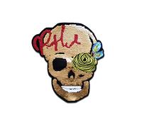 Catch the Patch Tête De Mort Rose Sequins Patch Thermocollant 30,6 x 26,7 cm à repasser pour Adulte avec Skull Vintage Edgy Statement, Écusson Couture Vêtement Bricolage Cadeau