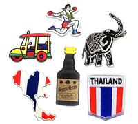 Catch the Patch Thaïlande Patch Thermocollant Lot de 6 à repasser pour Adulte Enfant avec Set Drapeaux Original, Pack Patches Souvenir Pays