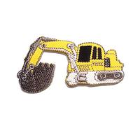 Catch the Patch Tractopelle Voiture Patch Thermocollant 9,7 x 5,2 cm à repasser pour Enfant avec Ferme Chantier Action Jouet Idée, Écusson Couture Vêtement Bricolage Anniversaire