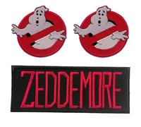 Catch the Patch Winston Zeddemore Patch Thermocollant Lot de 3 à repasser pour Adulte avec Collection Chasseur Fantômes Film Vintage Original, Ecto-1 Proton Pack Slimer Fan Détail Authentique