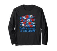 Catch Waves and Freedom Planche de surf Motif floral Manche Longue