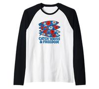 Catch Waves and Freedom Planche de surf Motif floral Manche Raglan
