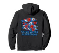 Catch Waves and Freedom Planche de surf Motif floral Sweat à Capuche