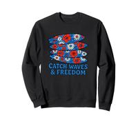 Catch Waves and Freedom Planche de surf Motif floral Sweatshirt