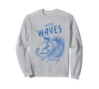 « Catch Waves Not Feelings » Surf Girl Ocean Wave Retro Beach Sweatshirt