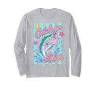 Catch Ya Later Rainbow Trout Preppy Retro Lake Fishing Manche Longue