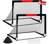 CATCHLUCK Lot de 2 buts de football pour enfants - Pop Up - Avec sac de transport