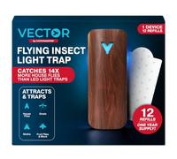 Catchmaster Vector 9 Piège à mouches à brancher pour mouches et moucherons | Attrape-insectes silencieux à lumière UV pour cuisine et plantes ; 12 pièges à colle d'intérieur ultra-collants inclus