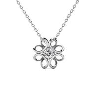 Cate et Chloe Alexis Charmant Fleur Collier Pendentif, Femme 18 K plaqué Or Blanc Collier avec Grande Sparkling Solitaire Coupe Ronde Cristal Swarovski, Pendentif Argent pour Femme, Economisez - 119