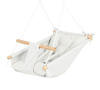 CaTeam - Hamac pour bébé en Toile, Chaise Suspendue en Bois avec Ceinture de sécurité, Chaise hamac Durable pour bébé, balançoire extérieure et intérieure pour Enfants, Laiteux