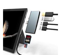 Cateck Microsoft Surface Pro 6/Pro 5/Pro 4 Station d'accueil USB Hub, Adaptateur USB 3.0 en Aluminium avec HDMI 4K, 3 Ports USB 3.0, Lecteur de Carte mémoire SD/TF Adaptateur pour Surface Pro 4/5/6